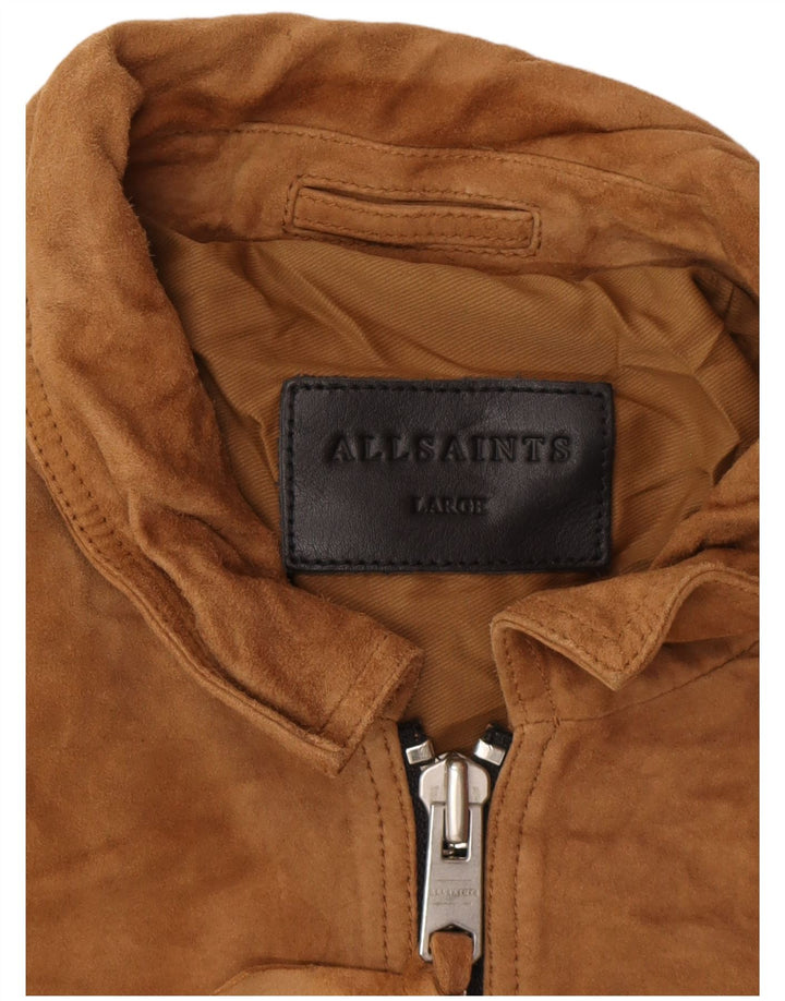ALL SAINTS Veste en daim pour homme UK 40 Grand cuir marron