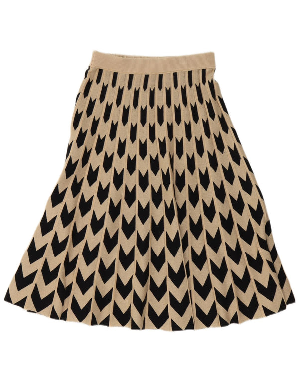 HUGO BOSS Femme Jupe évasée en tricot Medium W30 Laine géométrique beige