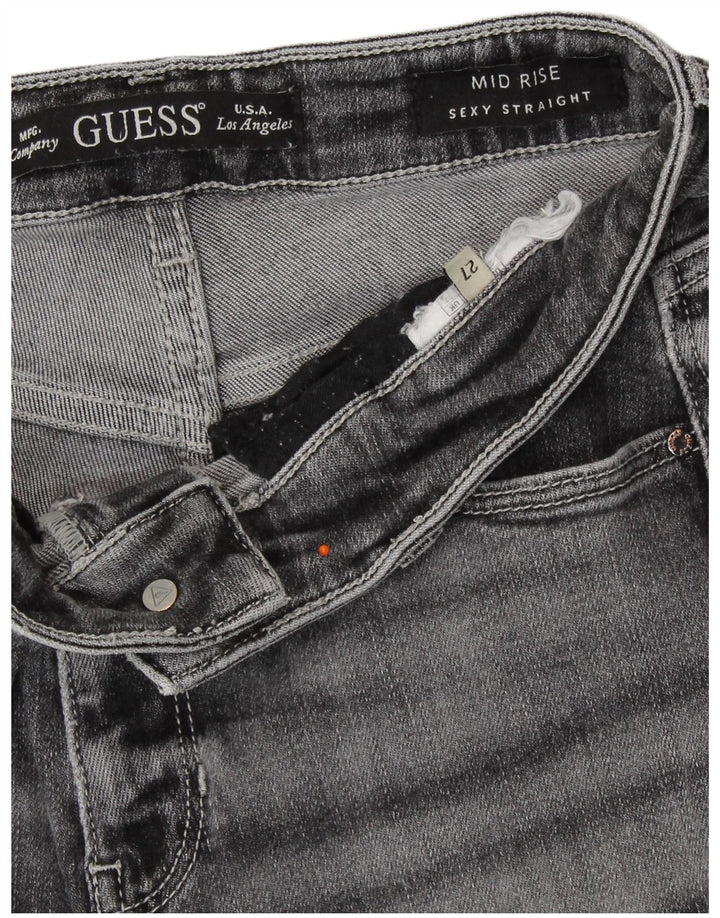 GUESS Jean droit taille moyenne pour femme W27 L30 Gris