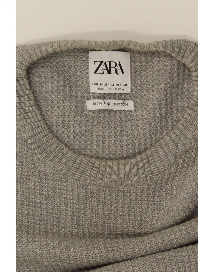ZARA Pull col rond homme gris moyen coton