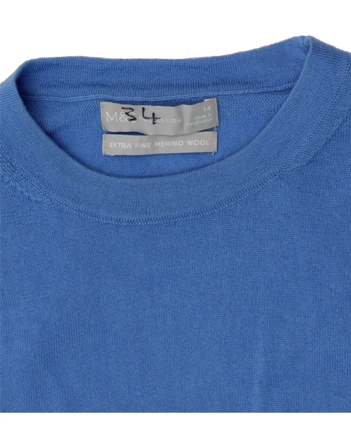 MARKS & SPENCER Womens Crew Neck Jumper Sweater UK 14 Medium Blue Vintage Marks & Spencer and Second-Hand Marks & Spencer from Messina Hembry 