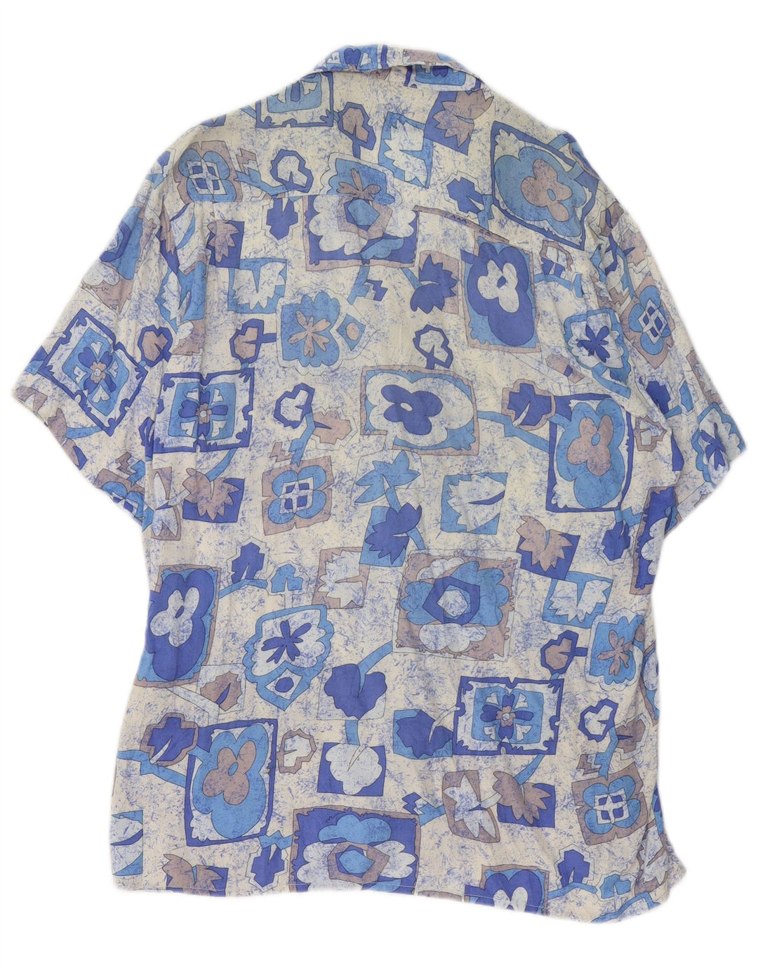 STEFANEL Chemise à Manches Courtes Homme Bleu Moyen Patchwork Viscose