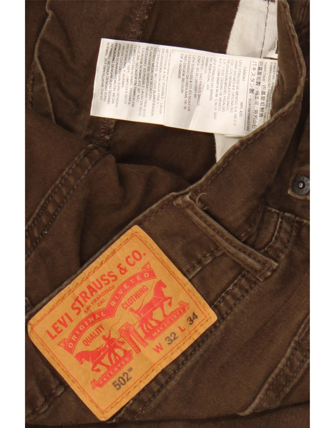 LEVI'S Jean Slim Fuselé 502 Homme W32 L34 Marron Coton