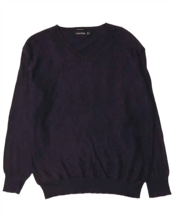 Nautica Pull col V Homme Bleu Marine Moyen Coton