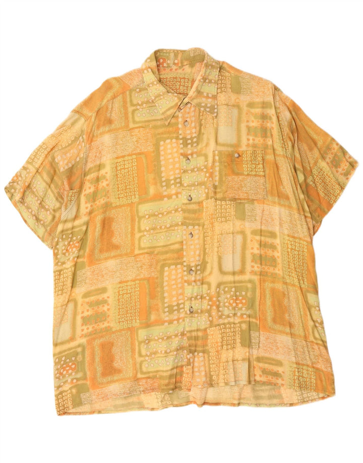 vintage Chemise à manches courtes pour hommes XL Jaune Géométrique