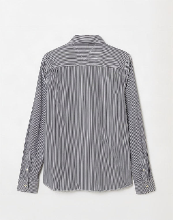 Tommy Hilfiger Chemise slim fit pour homme 2XL en coton à fines rayures gris