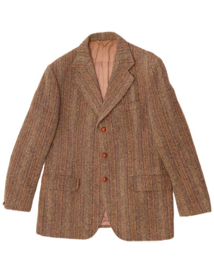 Harris Tweed Veste blazer à 3 boutons pour homme UK 38 Vert moyen à chevrons