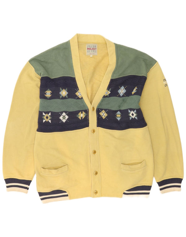 Project Cardigan Homme Pull Large Jaune Colorblock Coton
