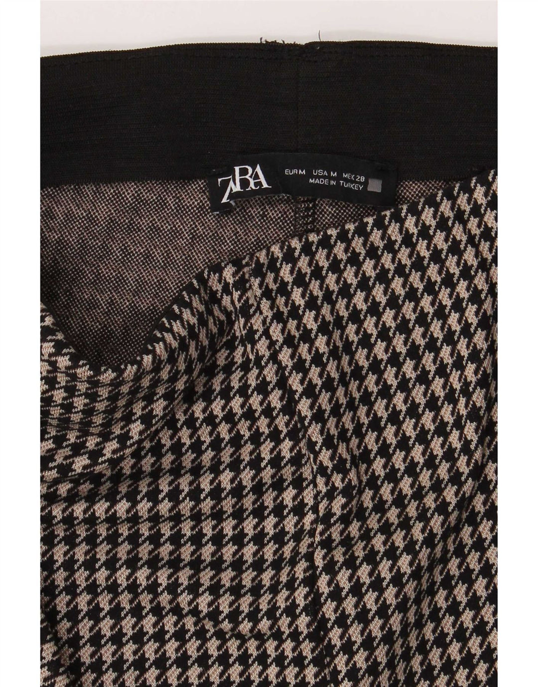 Zara Leggings Femme UK 14 Pied-de-poule Noir Moyen