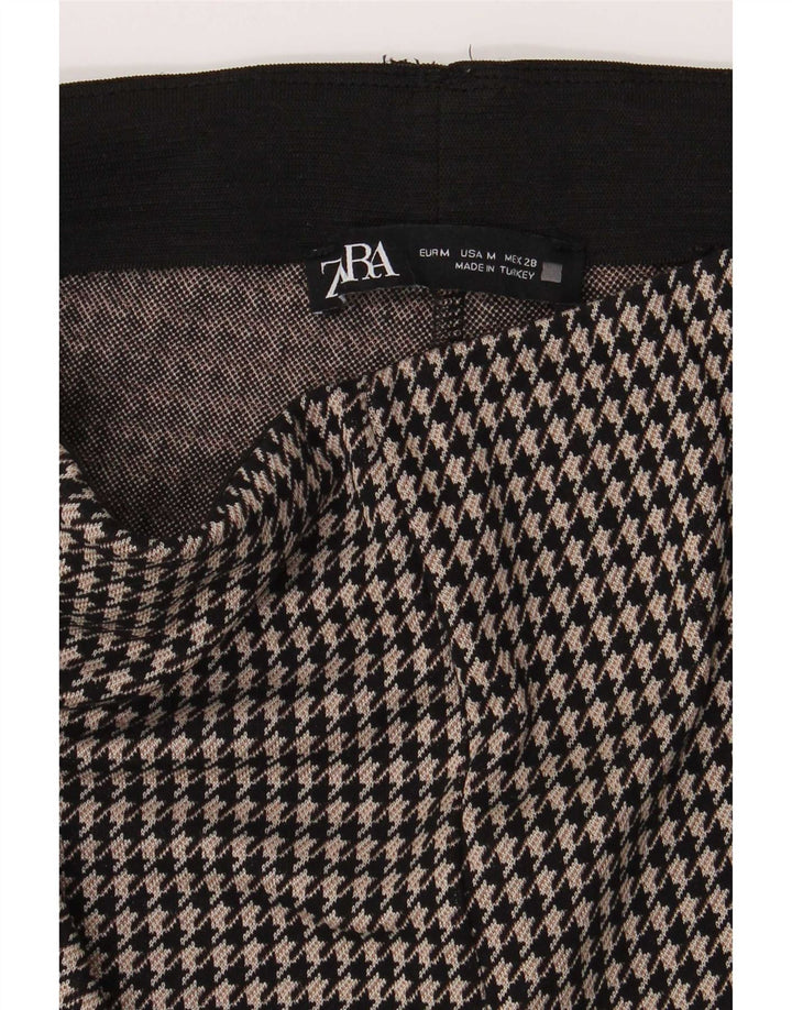 Zara Leggings Femme UK 14 Pied-de-poule Noir Moyen