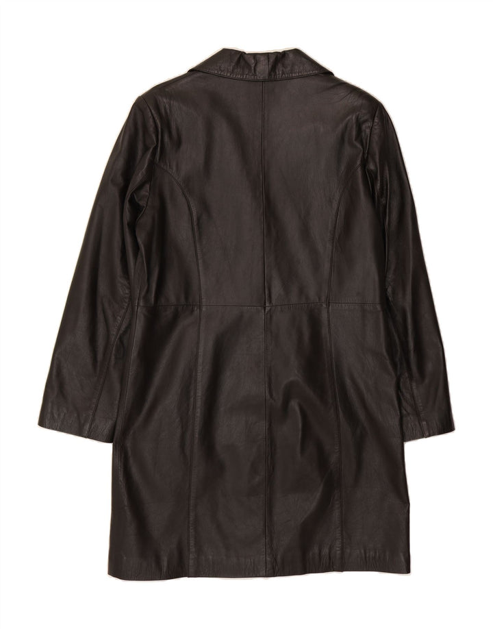 VINTAGE Womens Leather Coat IT 44 Medium Black Leather Vintage Vintage and Second-Hand Vintage from Messina Hembry 