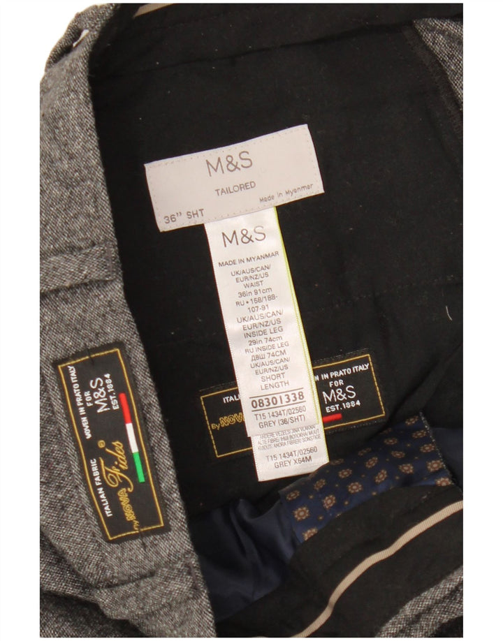 Marks & Spencer Pantalon de costume droit sur mesure pour homme W36 L29 Gris moucheté