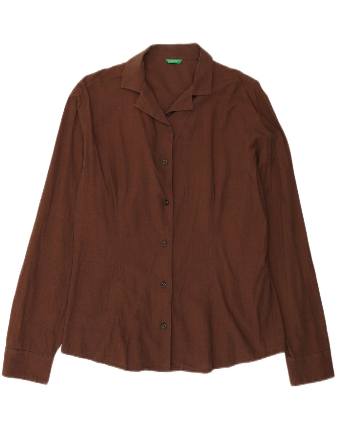 BENETTON Chemise Femme UK 16 Large Marron Coton