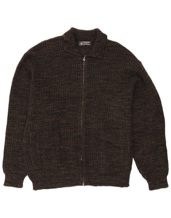 Il Granchio Pull Cardigan Coupe Regular Homme Laine Mouchetée Bleu Marine Large