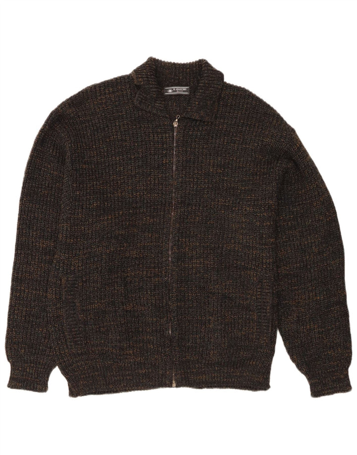Il Granchio Pull Cardigan Coupe Regular Homme Laine Mouchetée Bleu Marine Large
