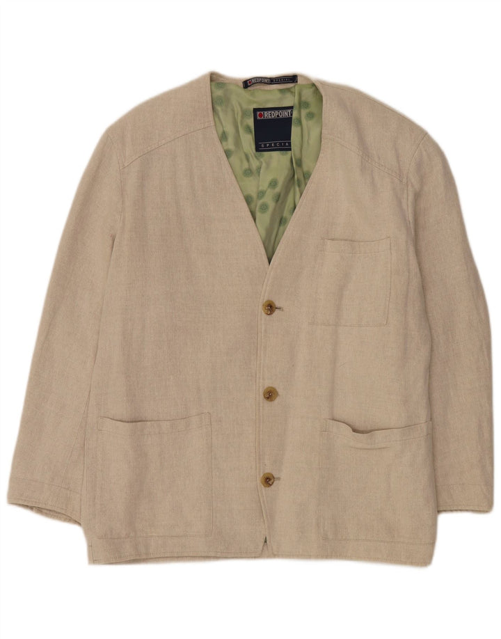 Redpoint Veste blazer à 3 boutons pour homme IT 48 en coton à chevrons beige moyen