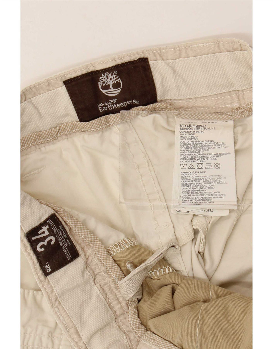 Timberland Short Chino Homme W34 Grand Gris Coton