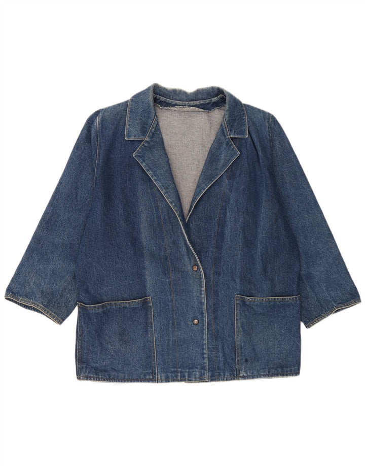 vintage Femmes Surdimensionné 2 Bouton Denim Blazer Veste UK 18 XL Bleu