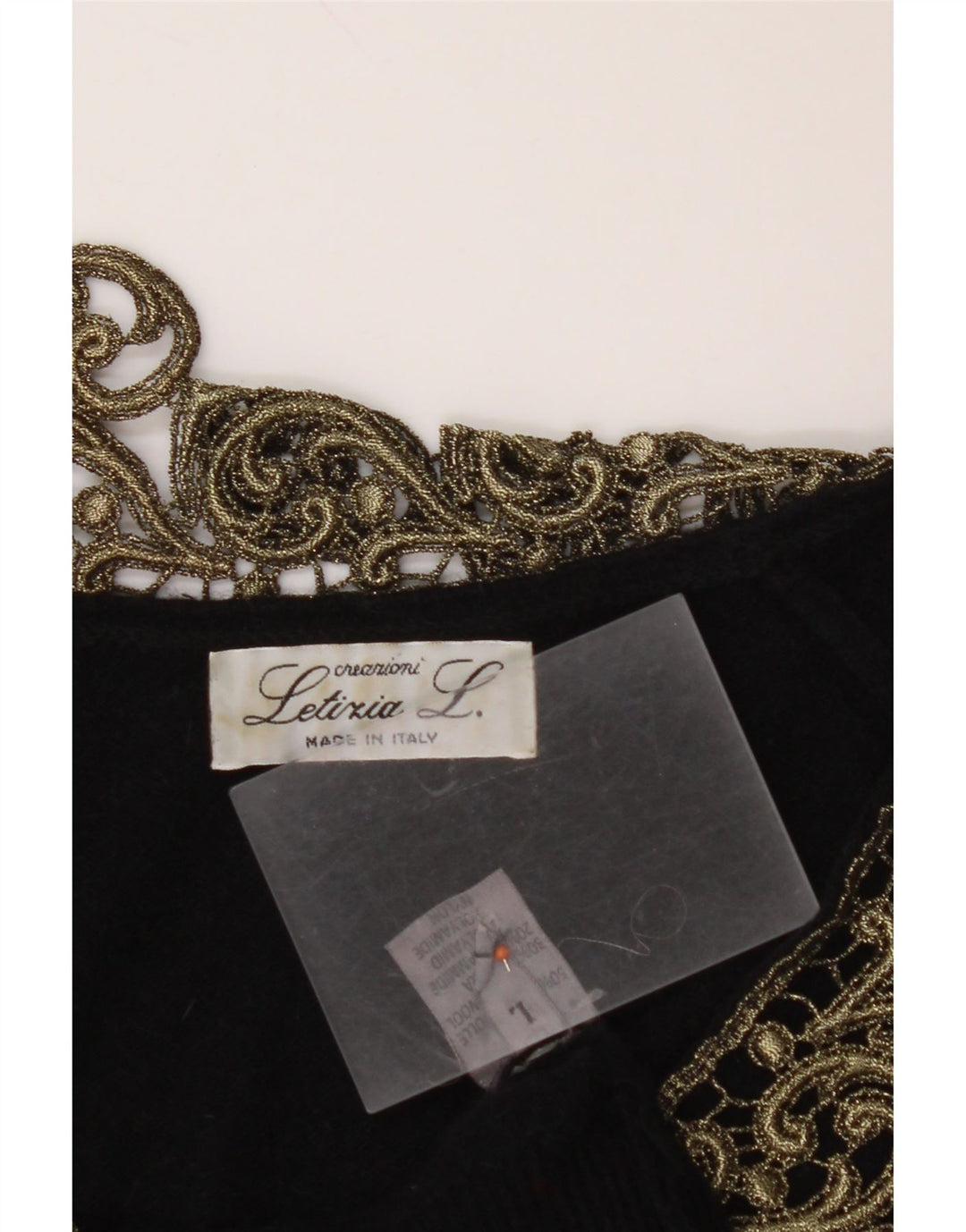 LETIZIA L. Pull col en V pour femme UK 16 Large laine cachemire noire