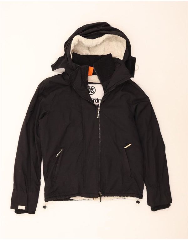 Superdry Mens Windcheater Hooded Windbreaker Jacket UK 40 Large Black Nylon