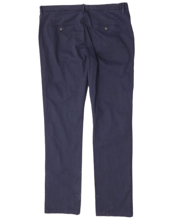 Zara Pantalon Chino Droit Homme EU 48 XL W38 L34 Bleu Marine Coton