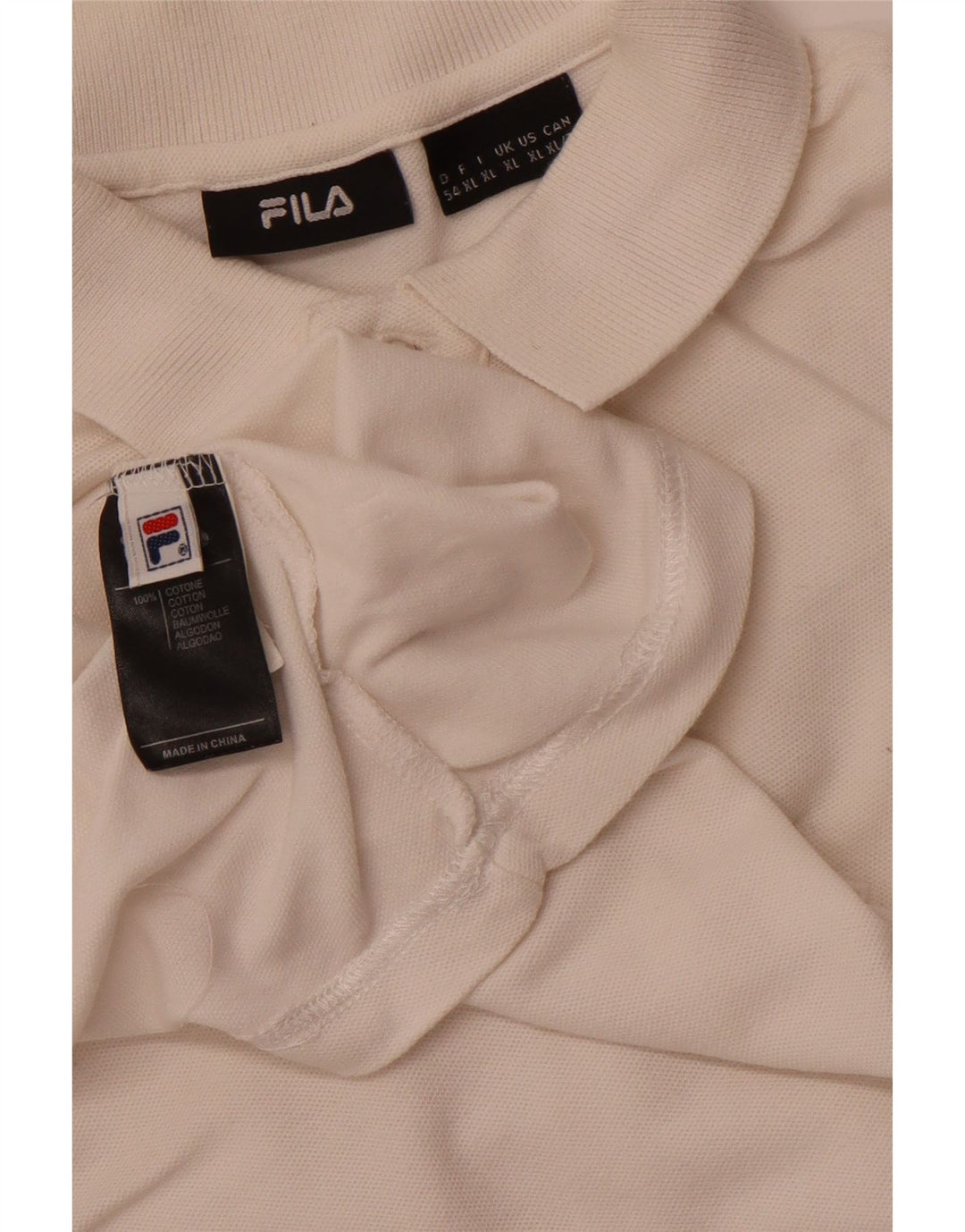FILA Polo Homme XL Blanc Cassé Coton