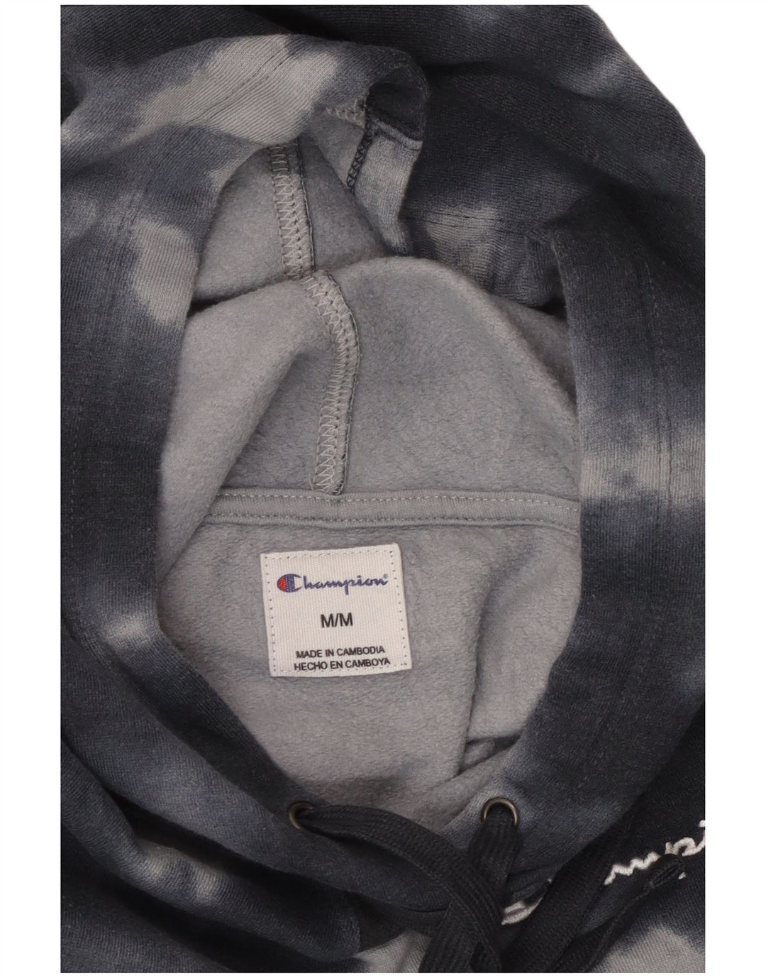 Champion Sweat à capuche court pour femme UK 44 en coton tie-dye noir moyen