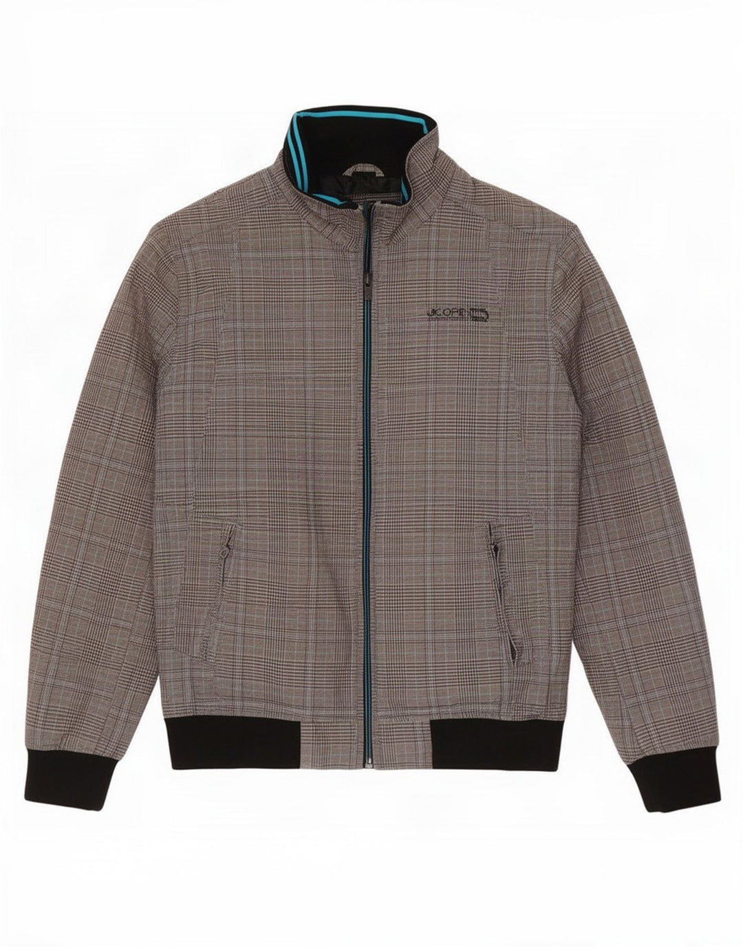 Jack & Jones Veste Bomber Homme UK 38 Gris Moyen à Carreaux Coton