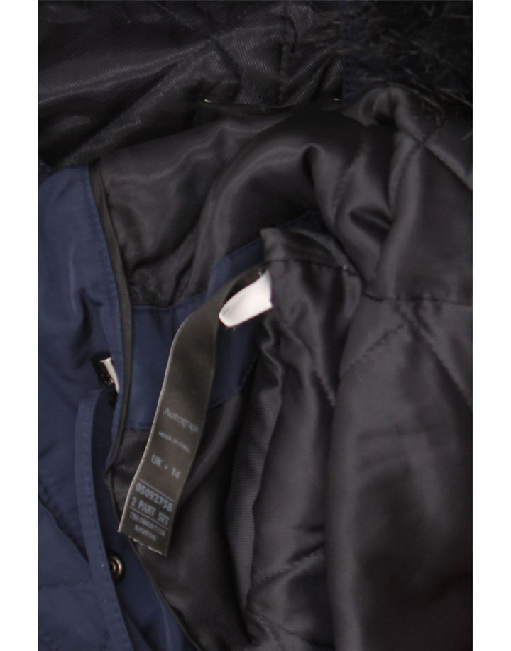 MARKS & SPENCER Veste Parka à capuche Autograph pour femme UK 14 Large Bleu marine