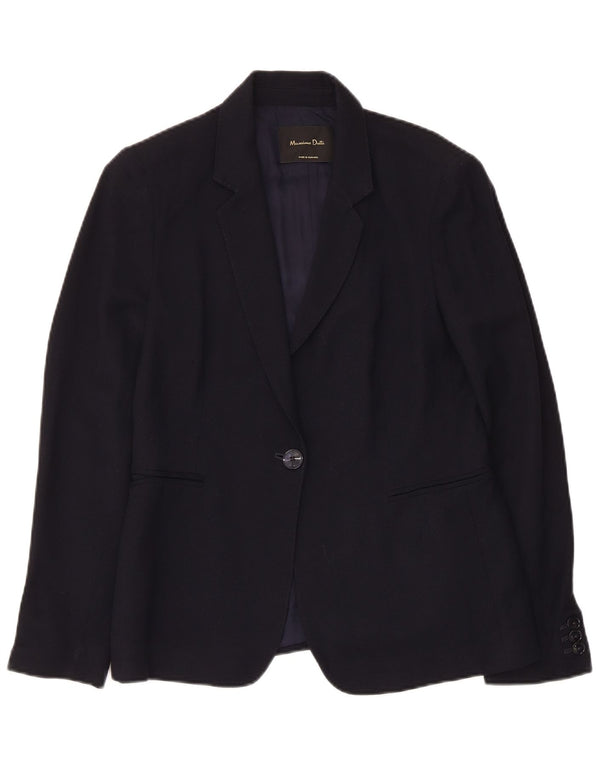 Massimo Dutti Veste Blazer 1 Bouton Femme EU 40 Bleu Marine Moyen Viscose