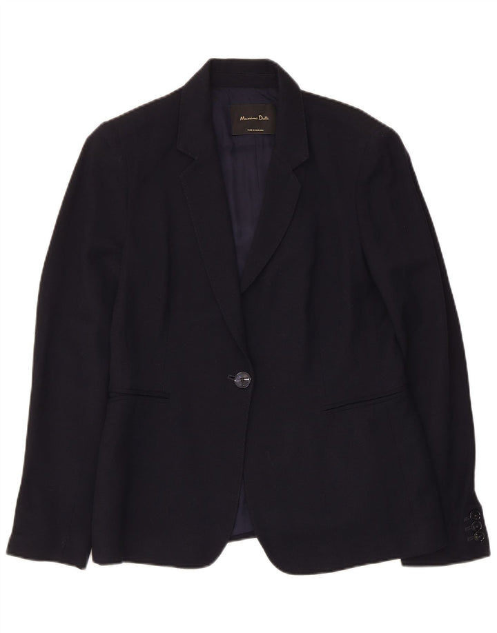 Massimo Dutti Veste Blazer 1 Bouton Femme EU 40 Bleu Marine Moyen Viscose