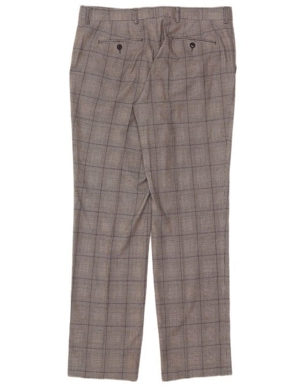 Zara Pantalon de costume droit pour homme EU 46 XL W36 L33 Gris à carreaux