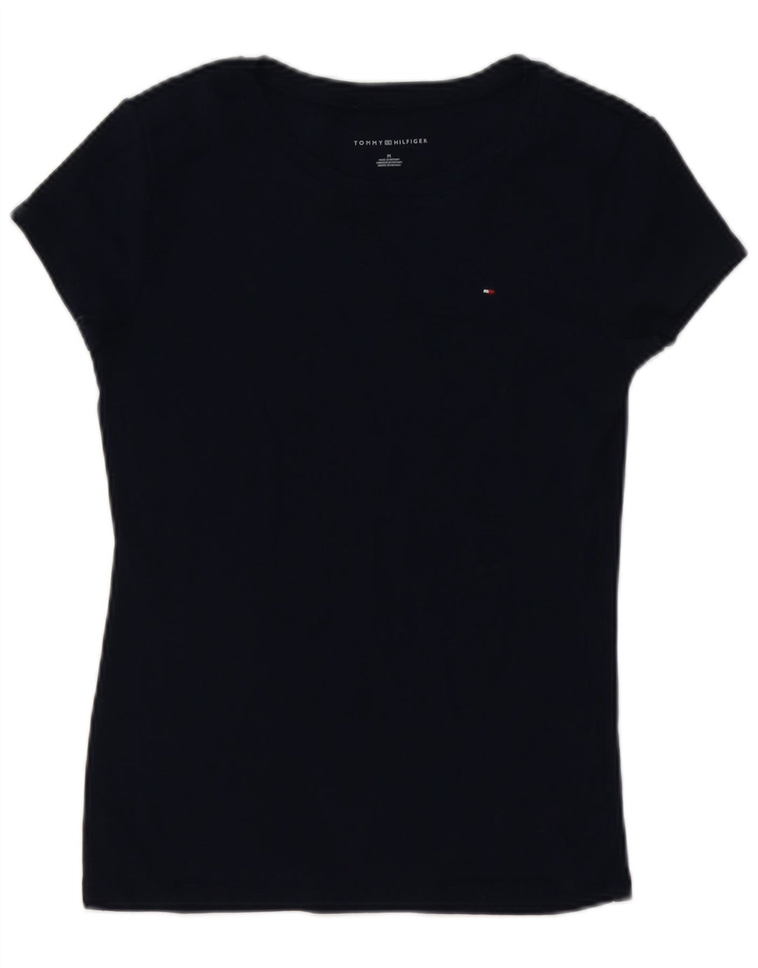 TOMMY HILFIGER T-Shirt Femme Top UK 12 Bleu Marine Moyen Coton