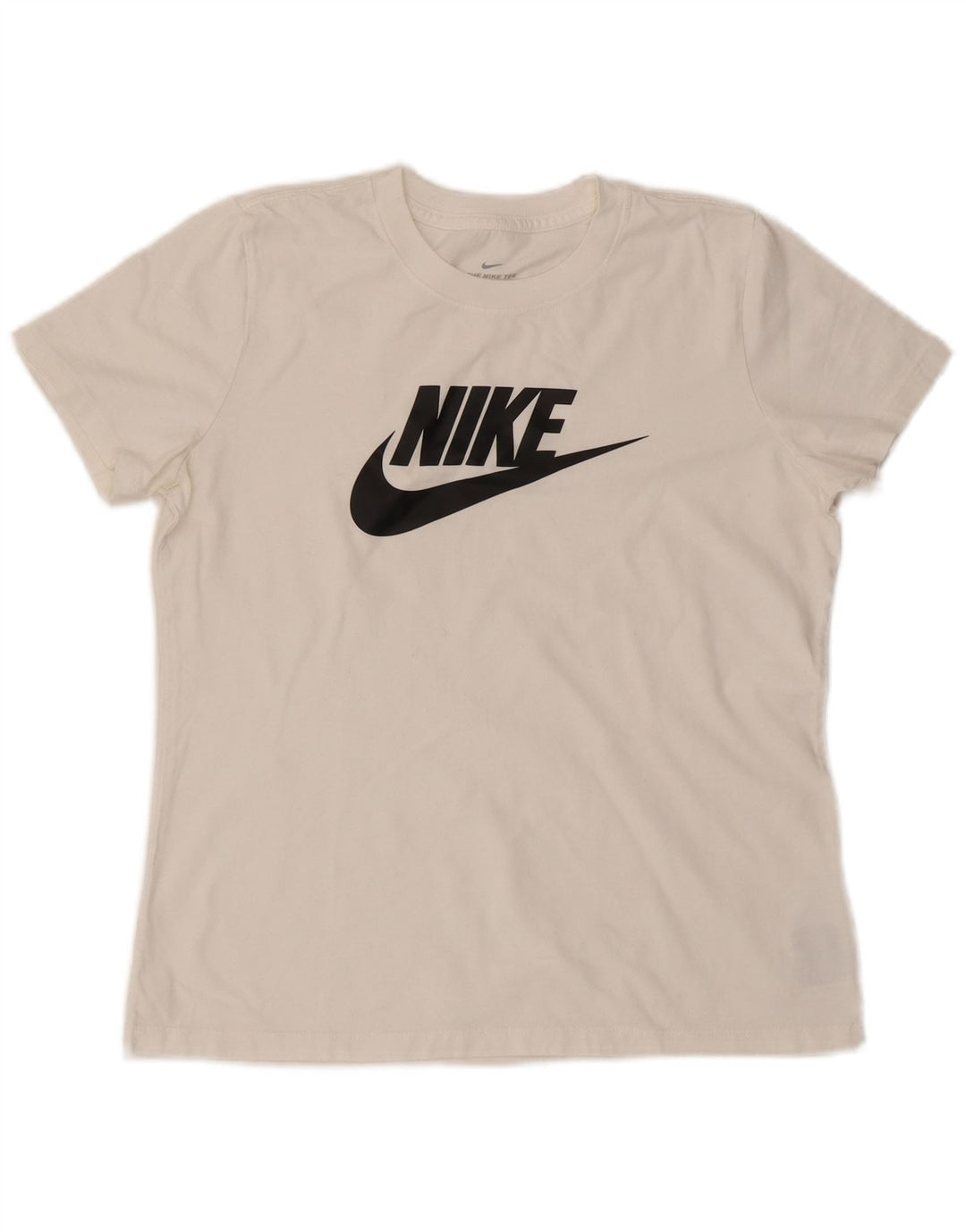 Nike T-shirt graphique pour femme UK 14 en coton blanc moyen