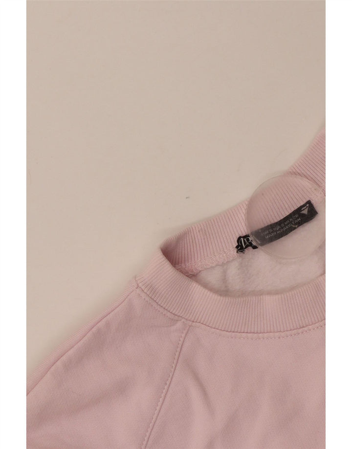 Zara Sweat-shirt court surdimensionné à manches 3/4 pour femme UK 10 Petit Rose