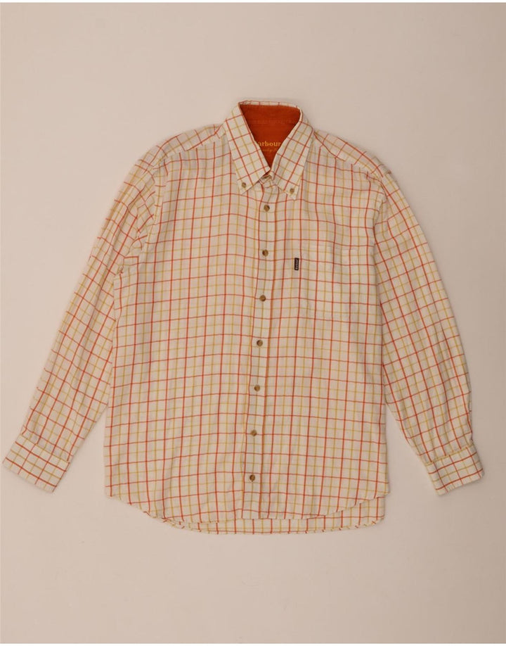 Barbour Chemise Homme XL Orange Check Coton