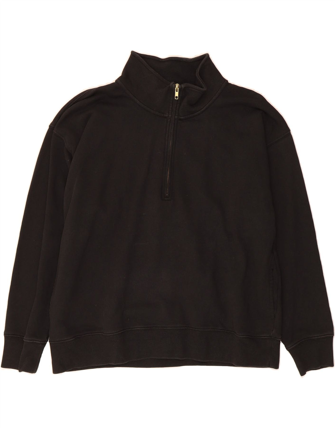 J. CREW Womens Oversized Zip Neck Sweatshirt Jumper UK 14 Medium Black Vintage J. Crew and Second-Hand J. Crew from Messina Hembry 