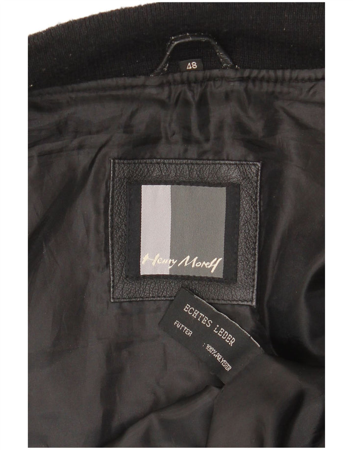 Henry Morell Veste en cuir bomber pour homme EU 48 Cuir noir moyen