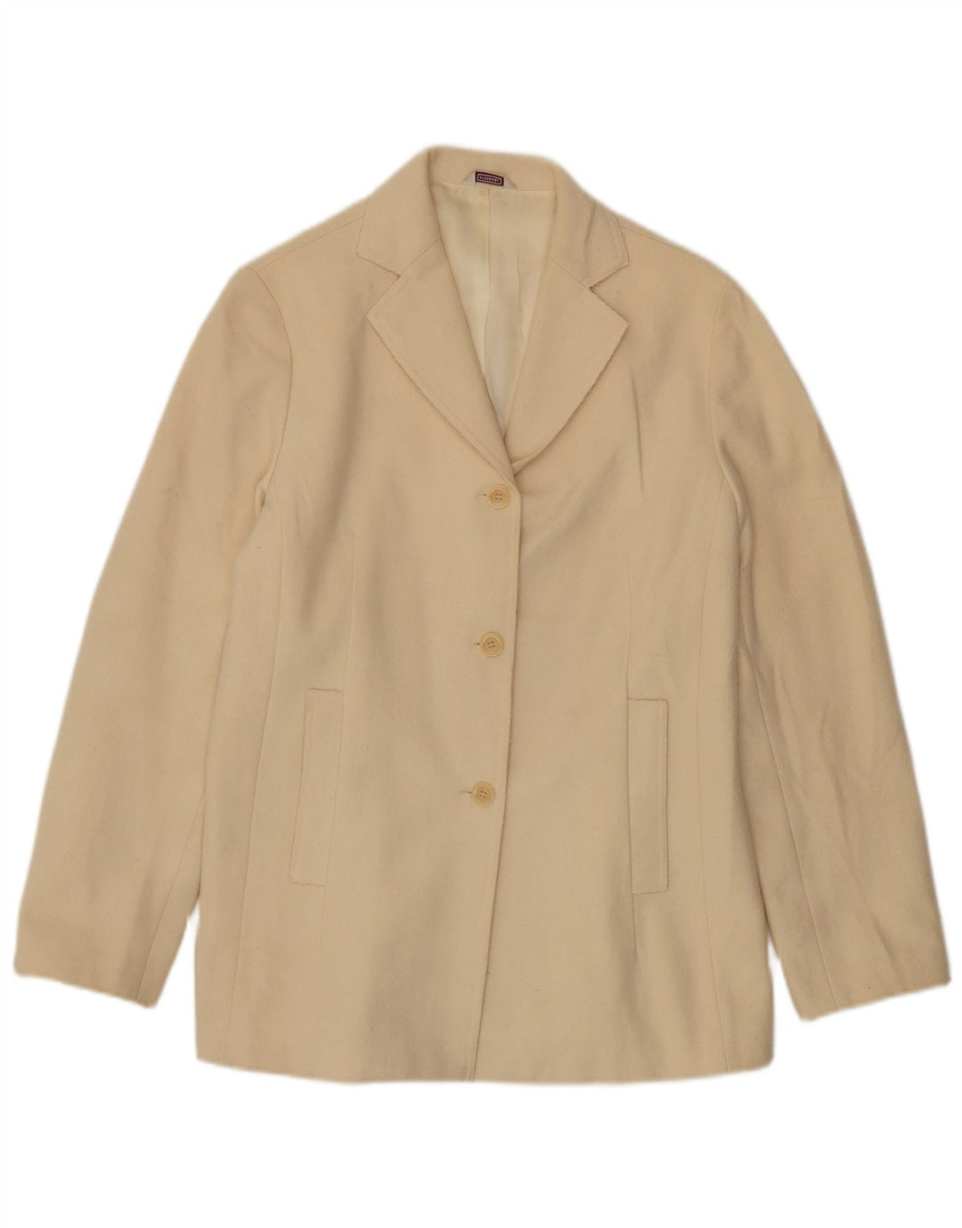Stefanel Veste Blazer 3 Boutons Femme UK 14 Laine Beige Moyen