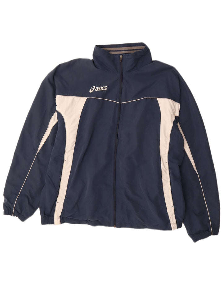ASICS Veste de survêtement pour homme XL Bleu marine Colorblock Polyester