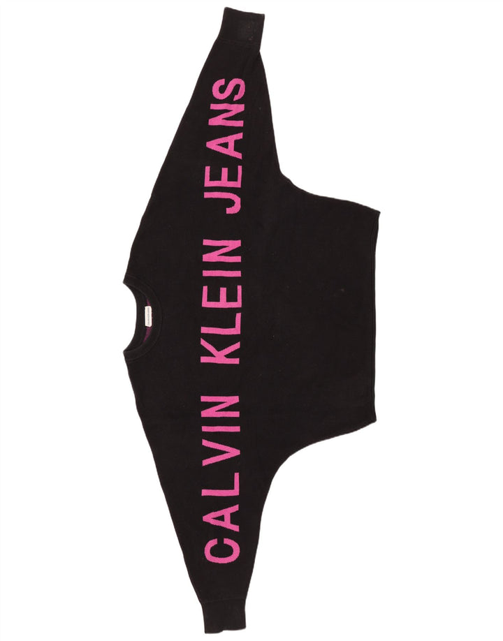 CALVIN KLEIN JEANS Pull court pour femme UK 14 Noir moyen