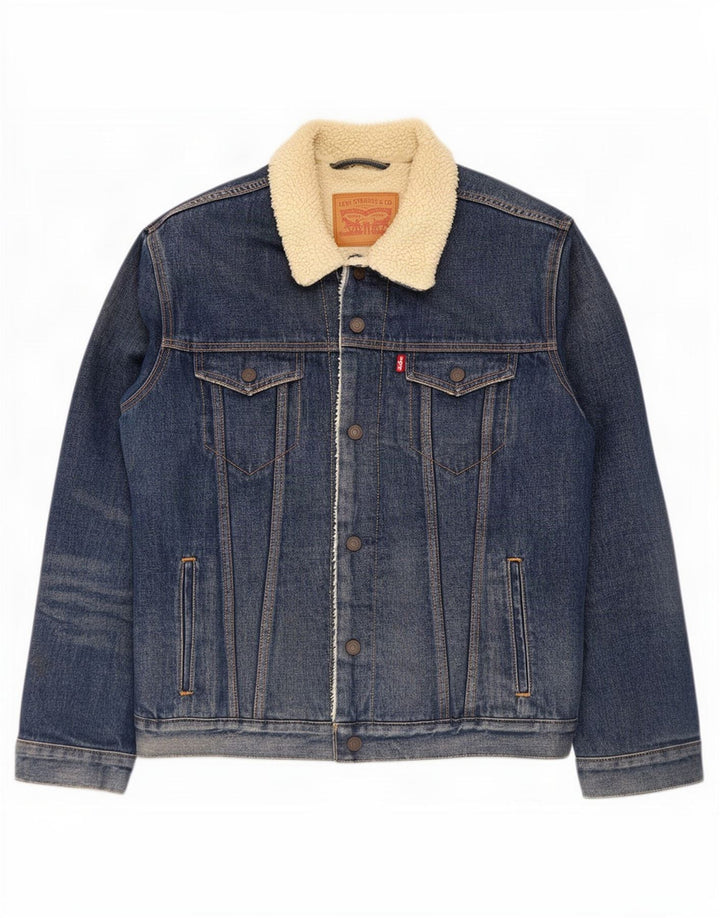 Levi's Veste Sherpa en jean pour homme UK 40 Large Bleu Coton