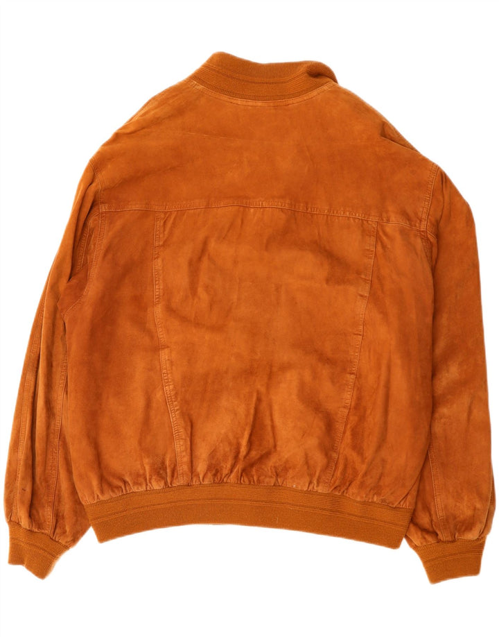 Veste Bomber En Daim Vintage Homme IT 52 XL Cuir Marron