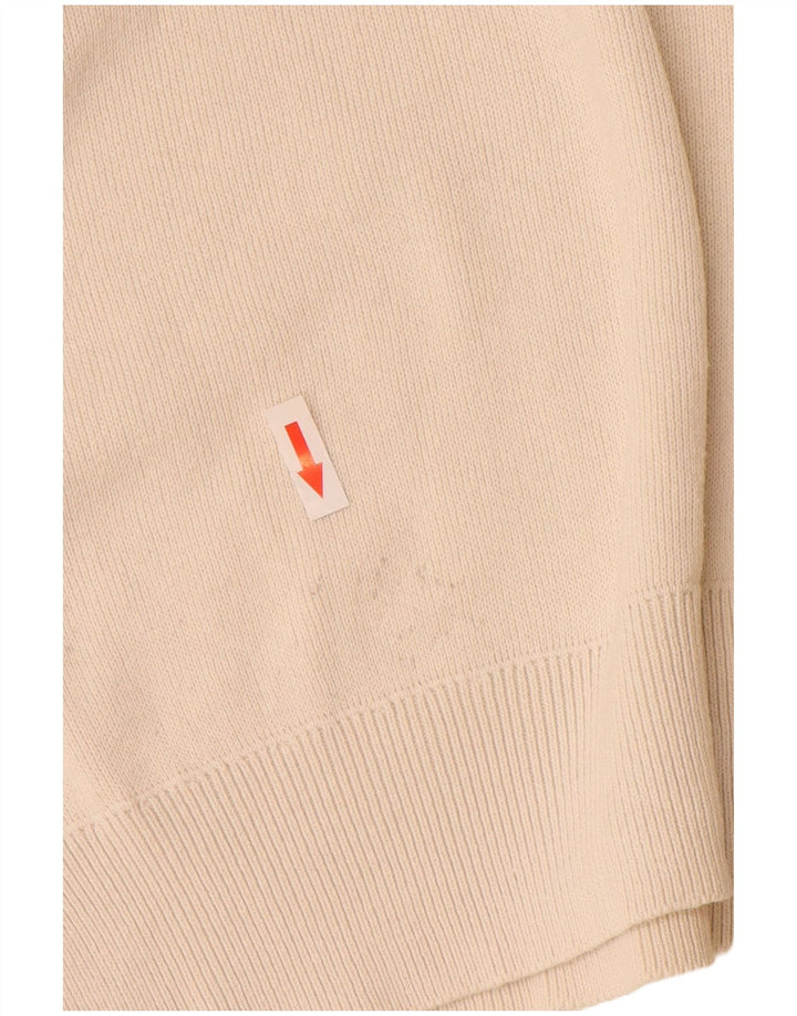 Zara Pull à col zippé pour homme Large en coton blanc cassé