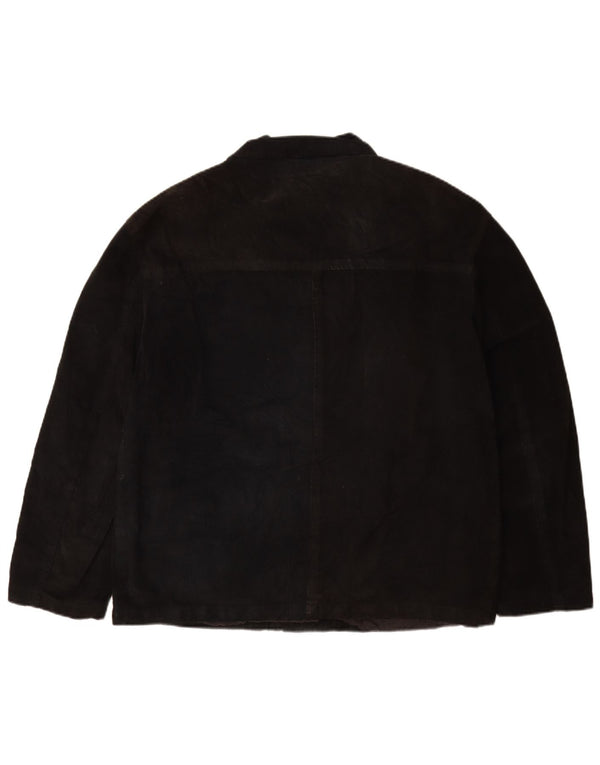 VINTAGE Veste en daim homme UK 40 Grand Noir
