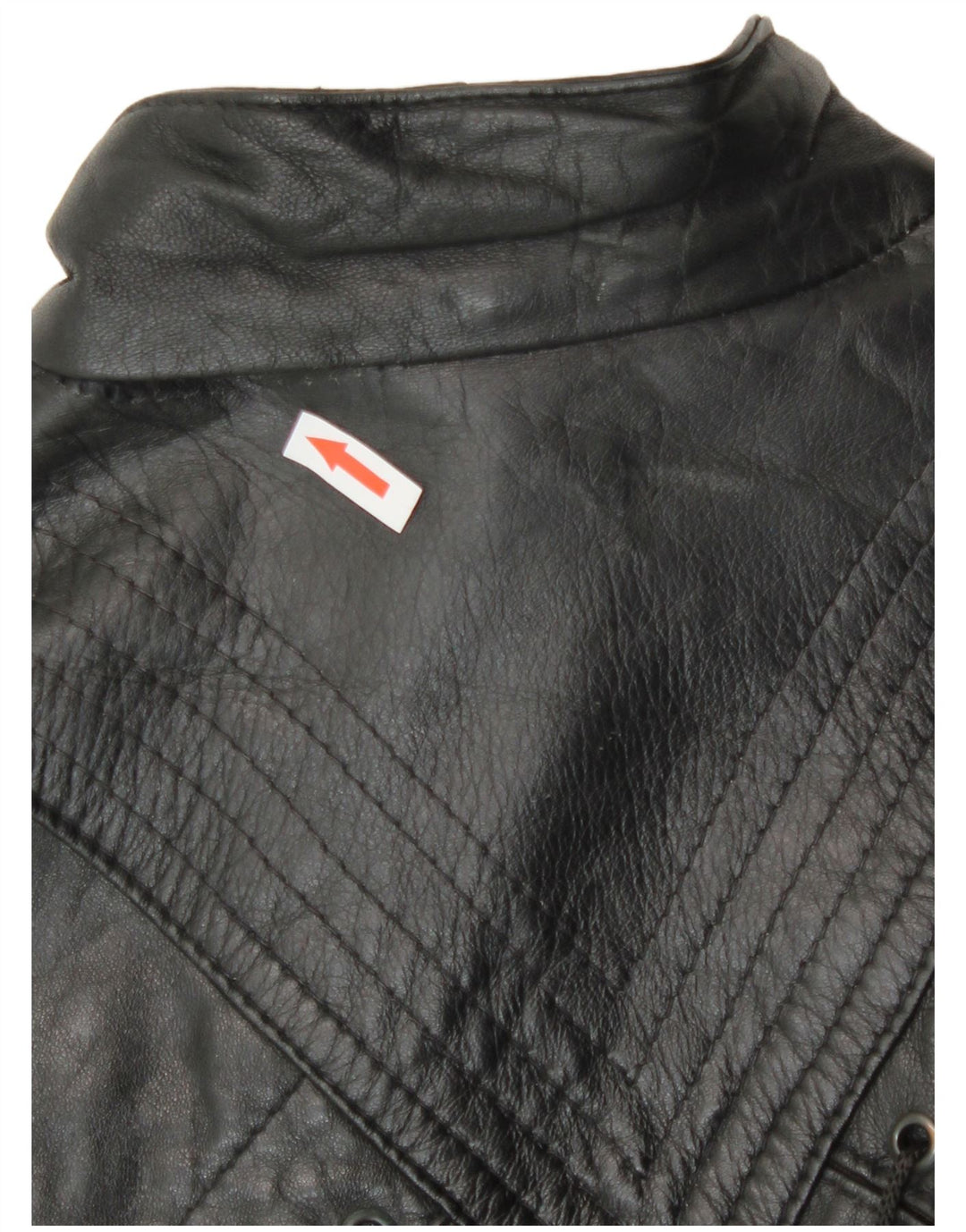 vintage Femme Loose Fit Veste en cuir UK 14 Moyen Noir