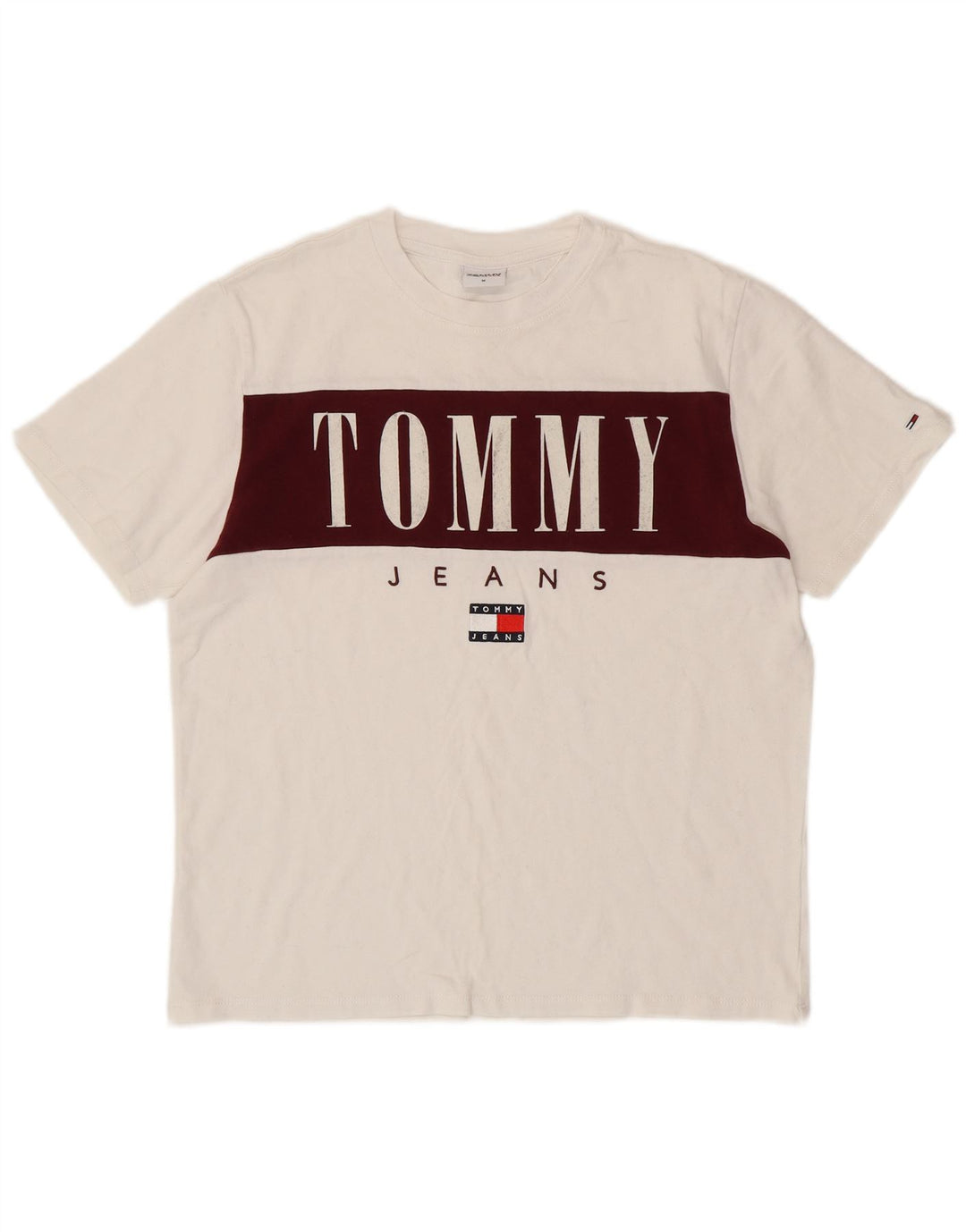 TOMMY HILFIGER T-Shirt Graphique Homme Blanc Moyen Colourblock