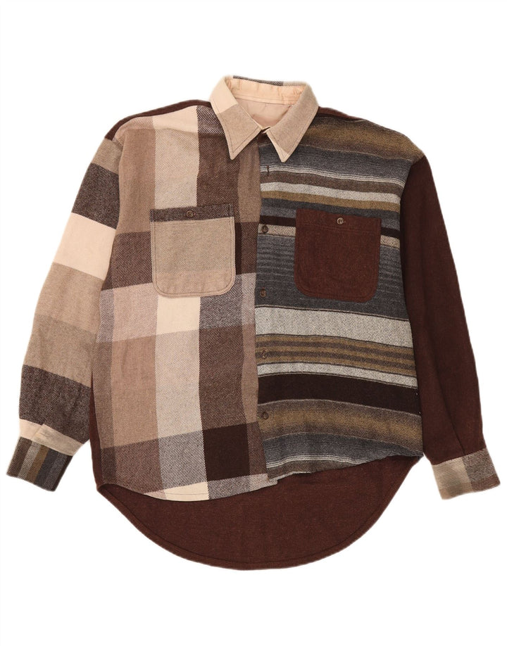vintage Chemise en flanelle pour hommes Grand colourblock multicolore