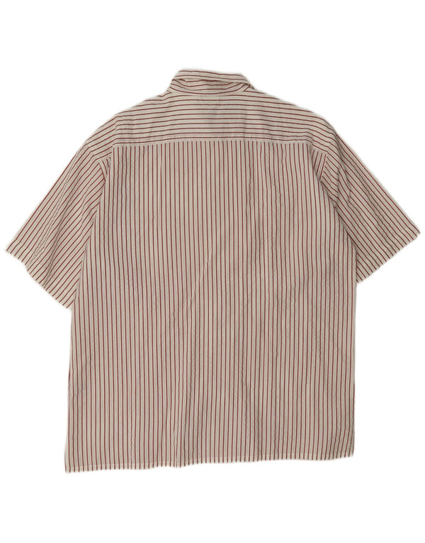 vintage Chemise à manches courtes pour hommes XL Coton à fines rayures blanches