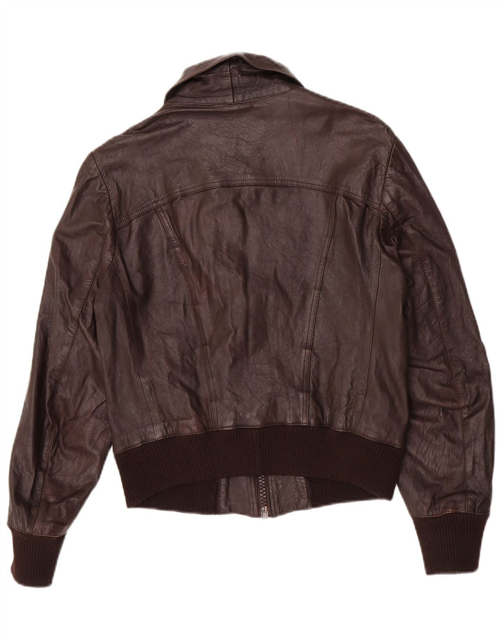 veste en cuir bomber homme vintage IT 48 cuir marron moyen
